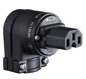 Furutech FI-12L (R) Rhodium - IEC C13 haakse netstekker 10A van Ø6,6mm tot Ø18mm