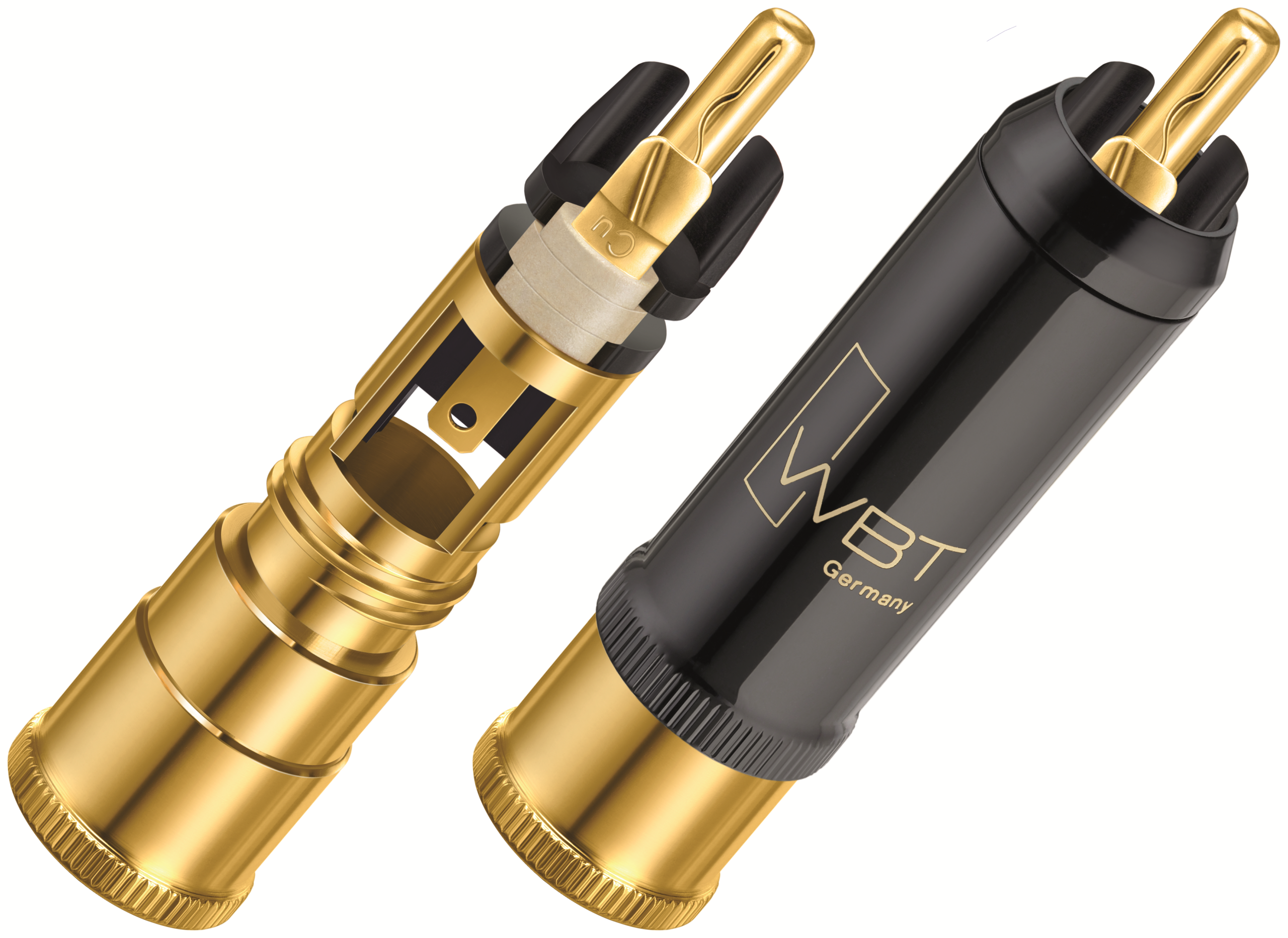 WBT-0152 CU (koper) Improved Nextgen RCA-connector 75 Ohm tot Ø10,8mm per 4 stuks in showcase - Afbeelding 3