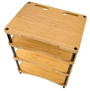 PlenQ Bamboo 1-3 high compleet end audiorack 600x400x25 mm met drie plateaus naar keuze
