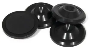 Cold Ray Spike protector 2 MEDIUM high end onderlegringen voor betere resonantiecontrole 40 mm x 10 mm uitgevoerd in zwart per set 4 stuks