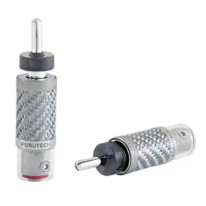 Furutech CF-202 NCF Plus (R) Rhodium banaanplug Ø7.0mm met zilveren Carbon fiber finish per paar