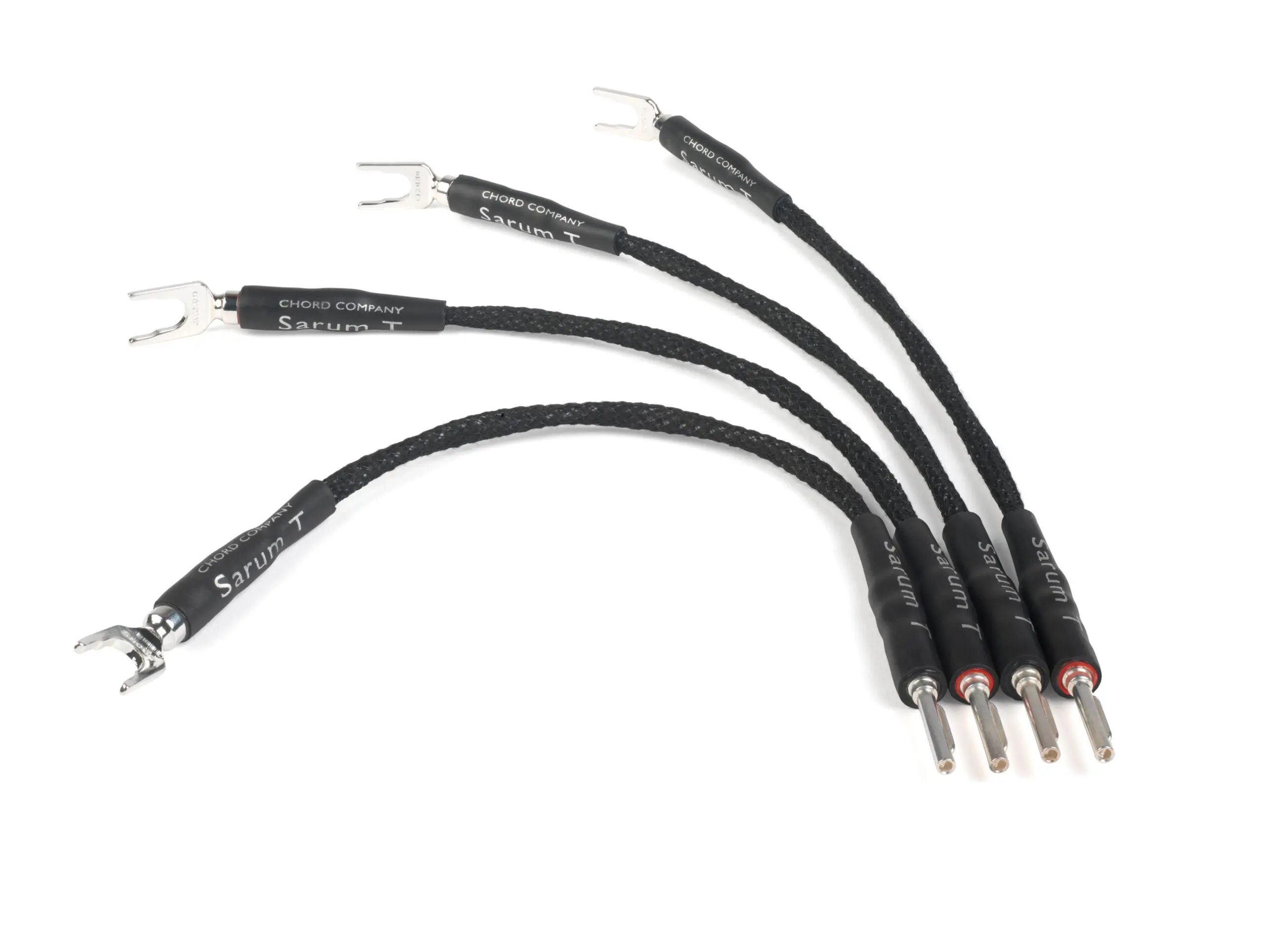 Chord Company Sarum T bi-wire speakerlinks / jumper Spade to Banana 28 cm OFC met verzilverde OFC geleiders AWG12 per set 4 stuks - Afbeelding 2