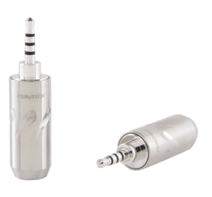 Furutech CF-7254 Rhodium hoofdtelefoon-connector met uit 1 stuk gefreesde 4-pins 2,5 mm TRRRS geleider per stuk