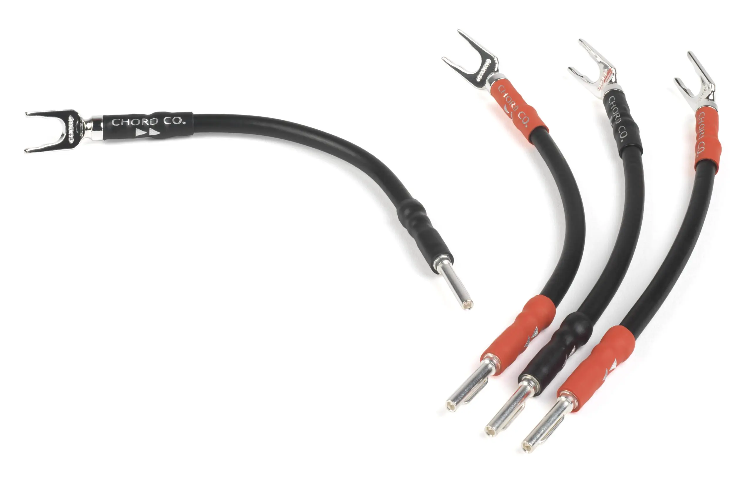 Chord Company Signature bi-wire speakerlinks / jumper Spade to Banana 28 cm OFC met verzilverde OFC geleiders 3.31mm2 AWG12 per set 4 stuks - Afbeelding 2