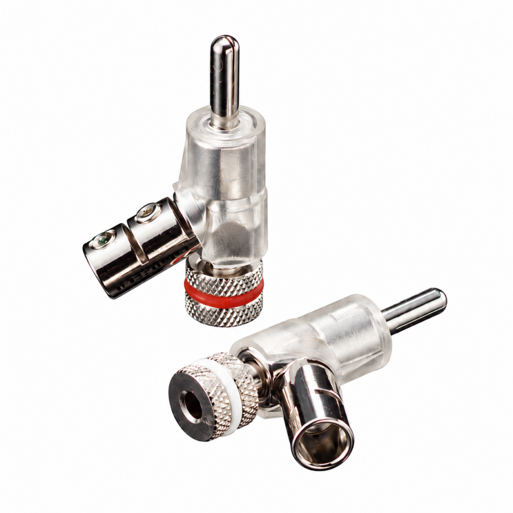 Furutech FP-202 Rhodium | Banaanplug | Rhodium-plated | Uitzetbare contactpin | Tot Ø 5,5 mm | Set 4 stuks