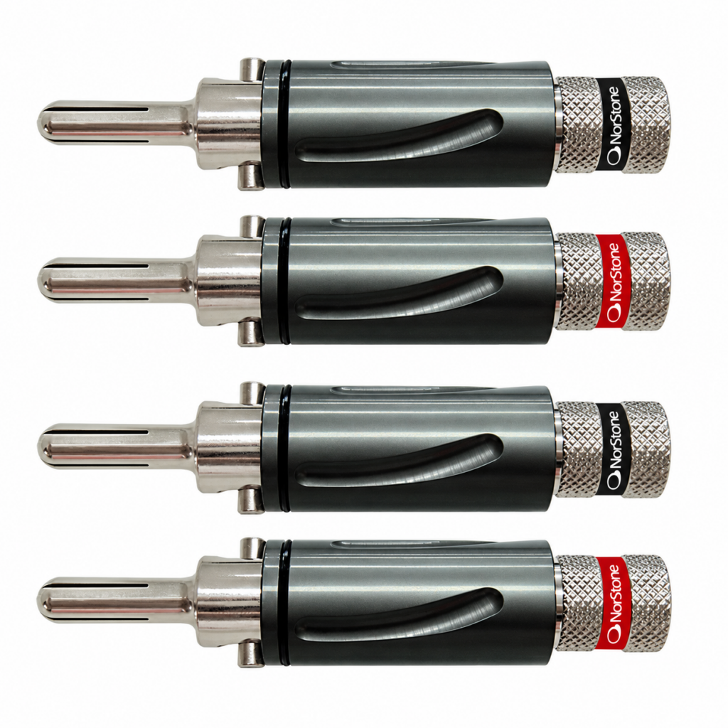 NorStone BLS500 | banaanpluggen | verzilverd koper | Lock’In-vergrendeling | schroefmontage | tot 6 mm² | set 4 stuks