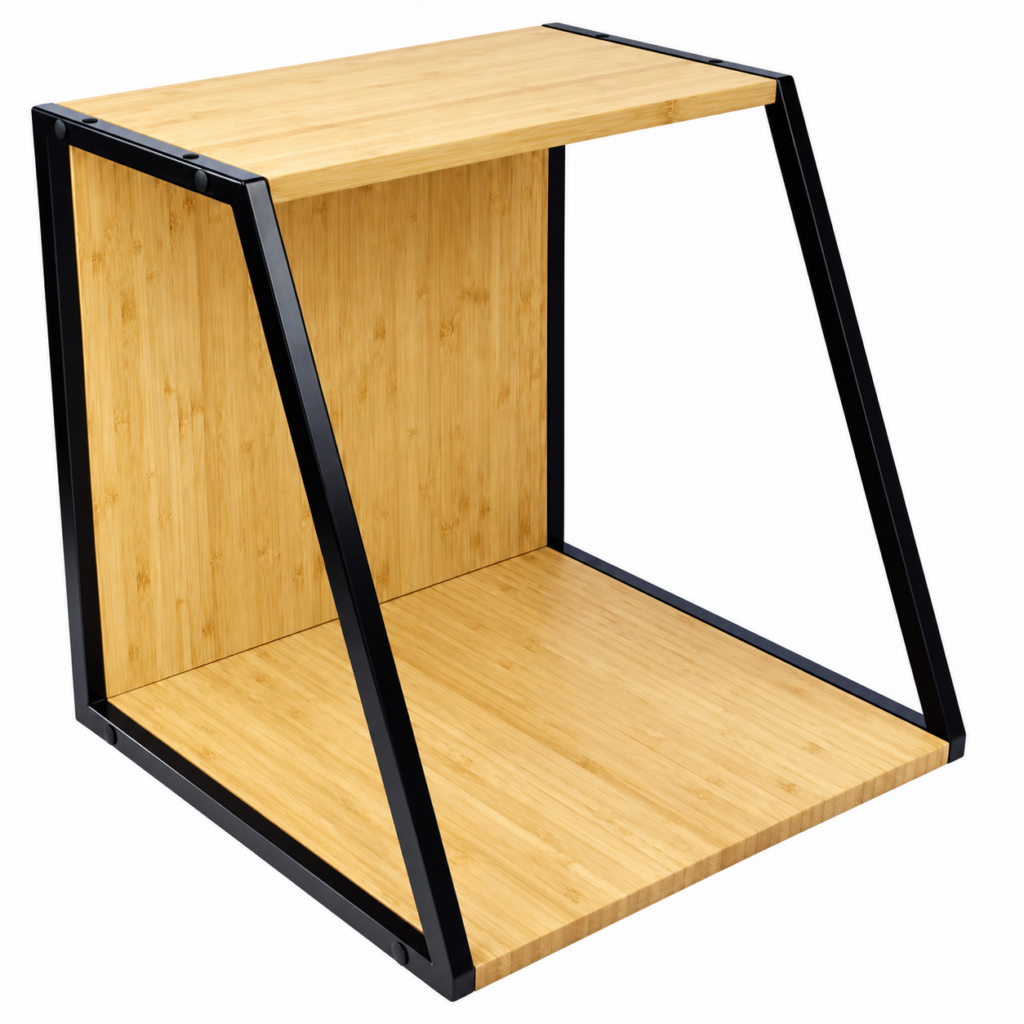 NorStone Vinyl LP Case | modulaire platenbak voor maximaal 80 LP’s | zwart metaal en bamboe