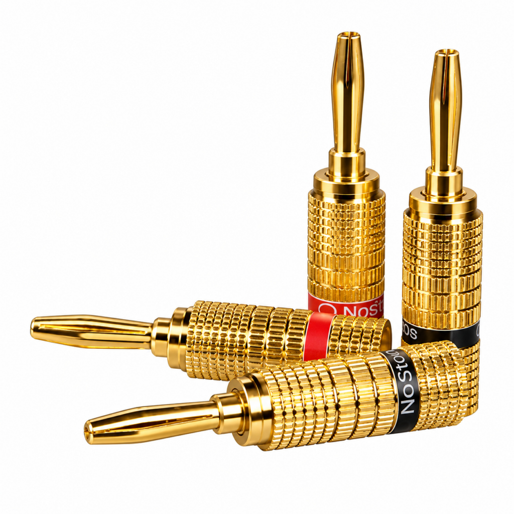 NorStone Norban Gold | banaanpluggen | gold-plated | schroefmontage | tot 4 mm² | set 4 stuks