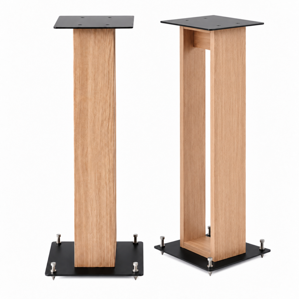 NorStone Alvä Plus | luidsprekerstand 68 cm | walnoot of licht eiken | metalen voetplaten | set van 2 stuks