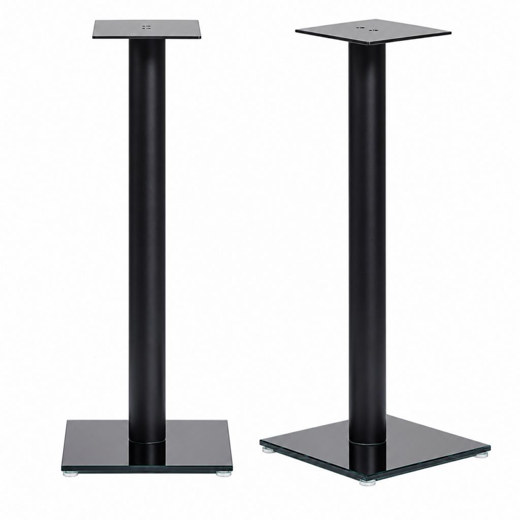NorStone Epur | luidsprekerstand 60 cm | zilver of zwart | glazen voetplaten | set 2 stuks