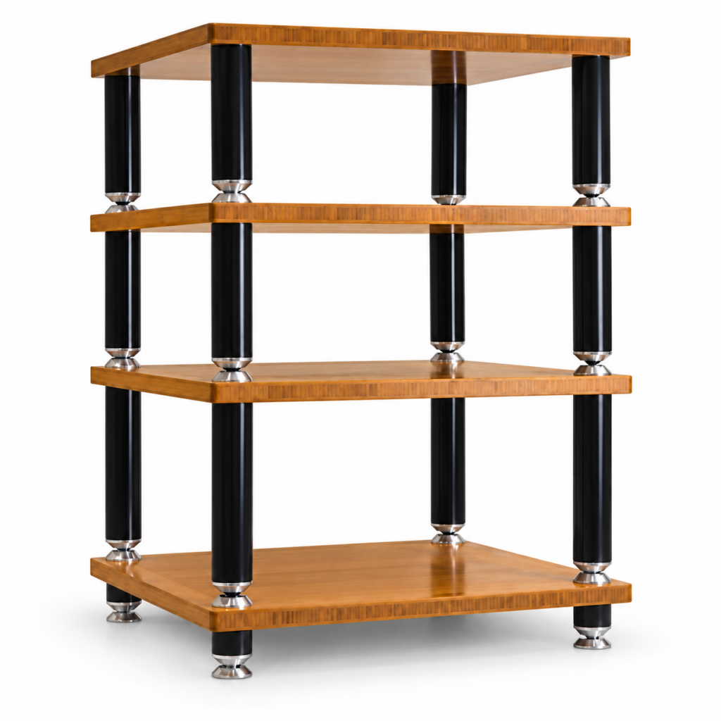NorStone Stäbbl Hifi Bamboo | audiorack met ontkoppeling | 4 bamboe plateaus van 25 mm | max. 50 kg per plateau