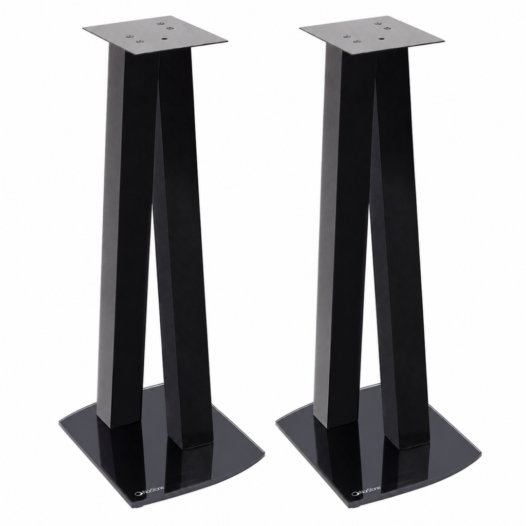NorStone Walk | luidsprekerstand 72,2 cm | hoogglans zwart | glazen voetplaten | set 2 stuks