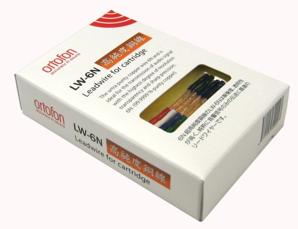 Ortofon Headshell cables LW-6N UHP OFC koper 7 x 0,18 mm kernader, 17 x 0,10 mm mantelader met vergulde uiteinden kleurgecodeerd per set 4 stuks