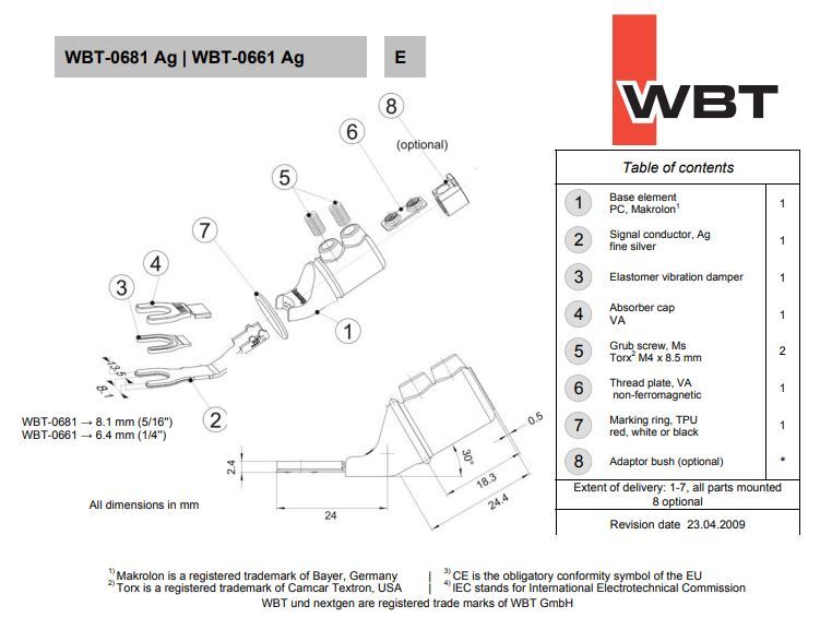 WBT-0681 AG (zilver) - Sandwich spade 8,0 mm max. 10 mm² 7 AWG per 4 stuks in showcase - Afbeelding 3