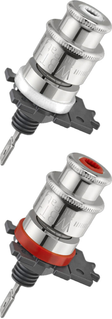 WBT-0705 AG (zilver) Nextgen speakerterminal / binding post per set 4 stuks in showcase