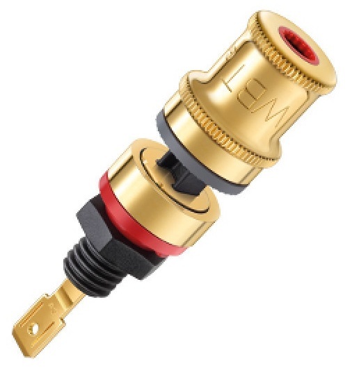 WBT-0710 Cu (koper) Nextgen speakerterminal / binding post per set 4 stuks in showcase