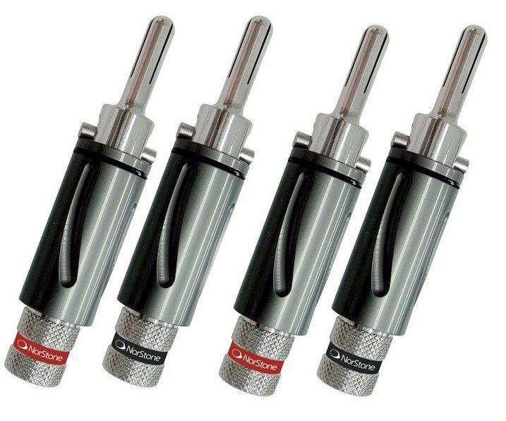 NorStone BLS500 Banaanpluggen met Lock'In systeem verzilverd koper tot 6 mm² schroefmontage per set 4 stuks