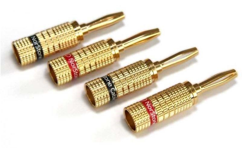 NorStone Banaanpluggen gold-plated tot 4 mm² schroefmontage per set 4 stuks