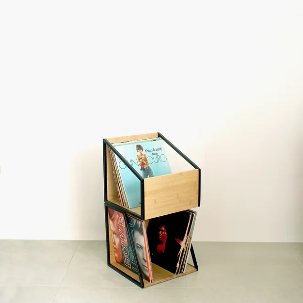 NorStone Vinyl LP Case zwart metaal met bamboo 345 x 345 x 330 mm (W x H x D) per stuk - Afbeelding 6