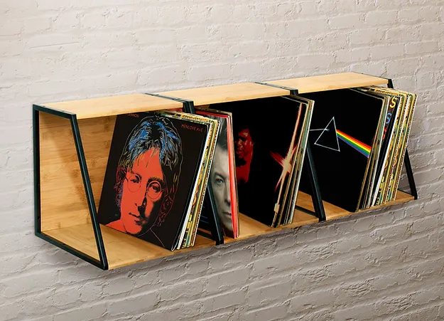 NorStone Vinyl LP Case zwart metaal met bamboo 345 x 345 x 330 mm (W x H x D) per stuk - Afbeelding 3