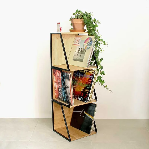 NorStone Vinyl LP Case zwart metaal met bamboo 345 x 345 x 330 mm (W x H x D) per stuk - Afbeelding 5