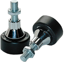 Soundcare SuperSpike M6, M8, 1/4" of 5/16" ontkoppelaars voor audiocomponenten of luidsprekers in chroom-zwart per 4 stuks