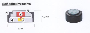 Soundcare SuperSpike High-End zelfplakkende ontkoppelaars voor audiocomponenten of luidsprekers in goud/polycarbonaat per 3 stuks - Afbeelding 4