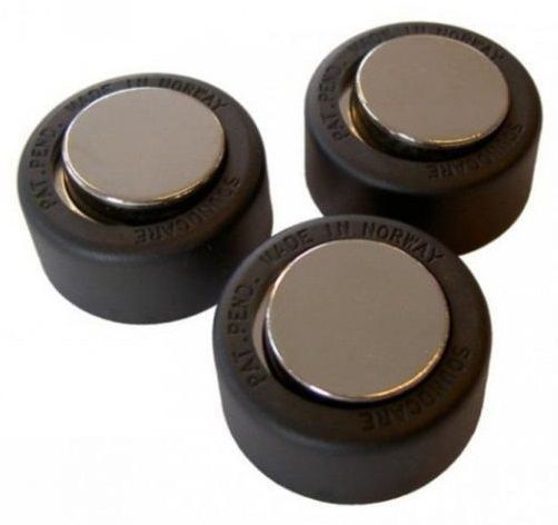 Soundcare SuperSpike zelfplakkende ontkoppelaars voor audiocomponenten of luidsprekers in chroom-zwart per 3 stuks