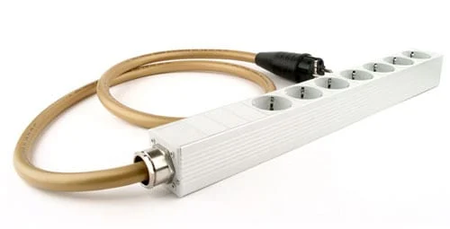 Van den Hul The Mainsstream Hybrid stekkerblok 7 x schuko met voedingskabel 3 x 1,69 mm2 AWG 15 OFC verzilverd koper als IEC C13-10A vanaf 1,5 meter