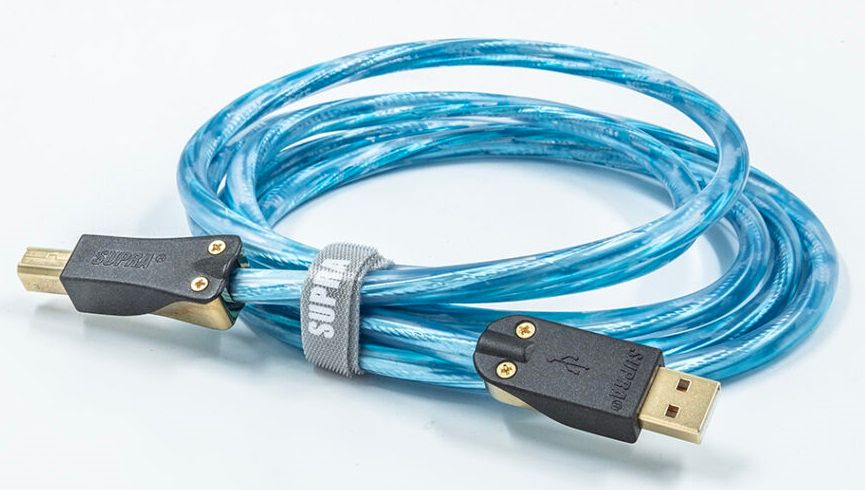 Supra Sword Excalibur USB 2.0 A-B high speed 480+Mbit/s verzilverd koper en vergulde connectoren vanaf 1,0 meter