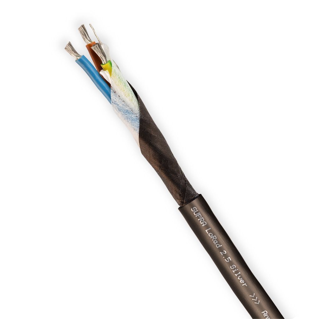 Supra LoRad 2.5 SPC afgeschermde voedingskabel 3 x 2,5 mm2 AWG 13 verzilverde OFC koperen geleiders onafgewerkt per meter