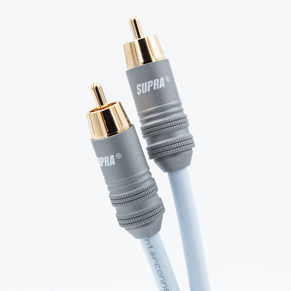 Supra DAC-SC subwooferkabel 1RCA naar 1RCA blauw 1x3x0.24mm2 / AWG 23 met vergulde connectoren en verbeterde afscherming vanaf 2,0 meter
