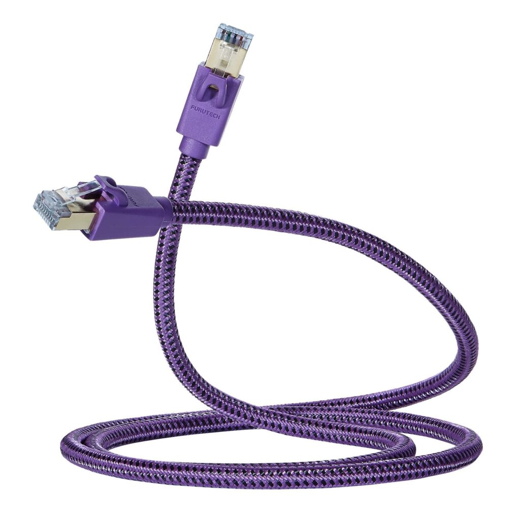 Furutech LAN-8 NCF PLUS-versie RJ45 CAT8 S/FTP Ethernet-kabel met massieve verzilverde OCC koperen geleiders en tripple-shielding tot 40Gbps 2000MHz vanaf 0,6 meter