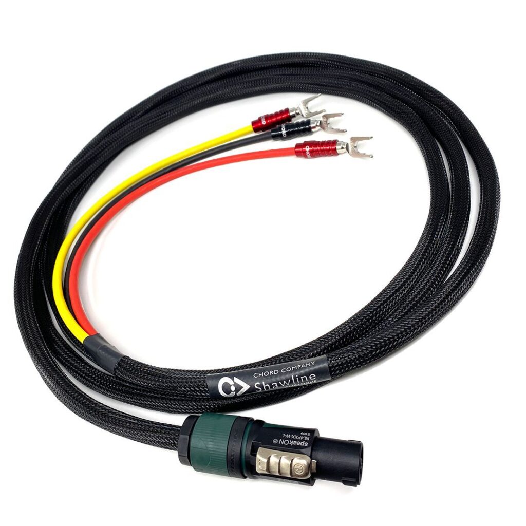 Chord Company Shawline Speakon REL 3-aderige subwooferkabel verzilverd koper AWG 14 voor high-level ingang vanaf 3,0 meter