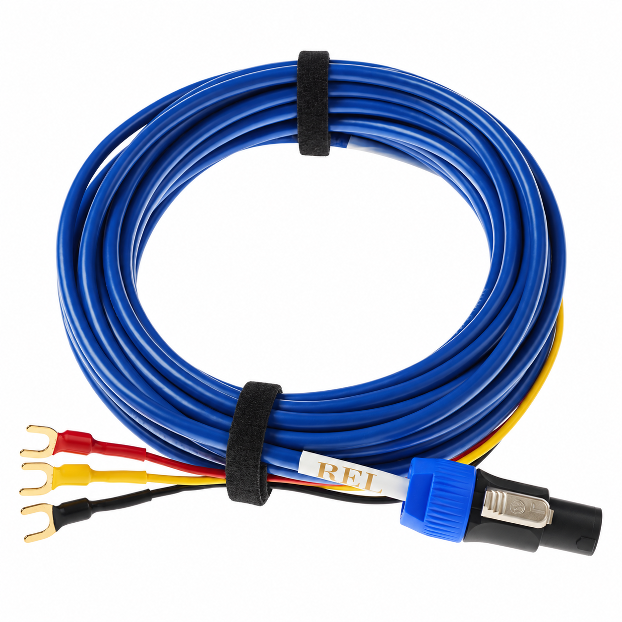 REL Bassline Blue | 3-aderige high-level subwooferkabel | Natural Drawn koper | SpeakON naar vergulde spades | 3–10 meter - Afbeelding 2