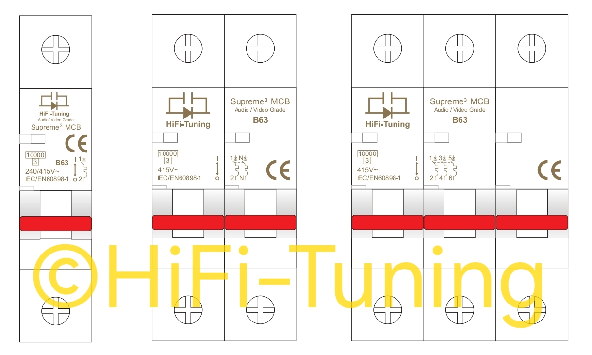 HiFi-Tuning Supreme³ MCB 1P+1N dubbelpolige Audio Grade Installatieautomaat voor Audiogroep 63A - Afbeelding 3