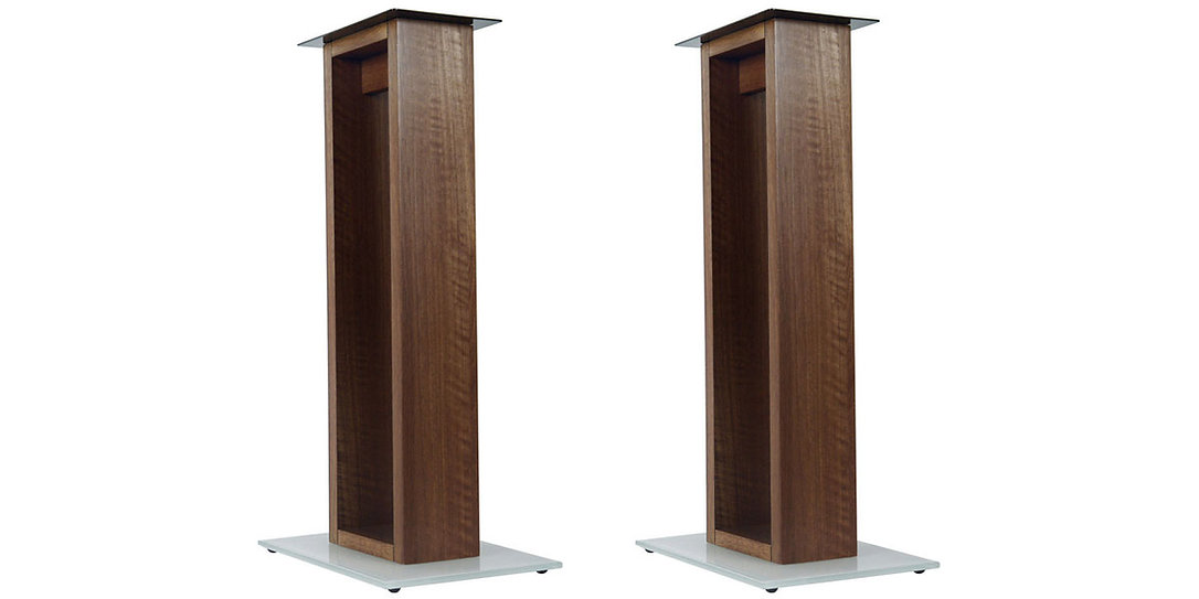NorStone Alvä | luidsprekerstand 60 cm | walnootafwerking | glazen voetplaten | set van 2 stuks - Afbeelding 4