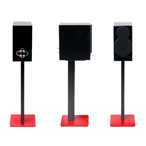 NorStone Esse Stand | luidsprekerstand 61 cm | zwart of zwart/rood | glazen voetplaten | set 2 stuks - Afbeelding 4