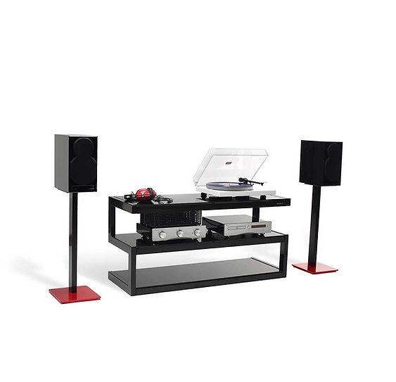 NorStone Esse Stand | luidsprekerstand 61 cm | zwart of zwart/rood | glazen voetplaten | set 2 stuks - Afbeelding 7