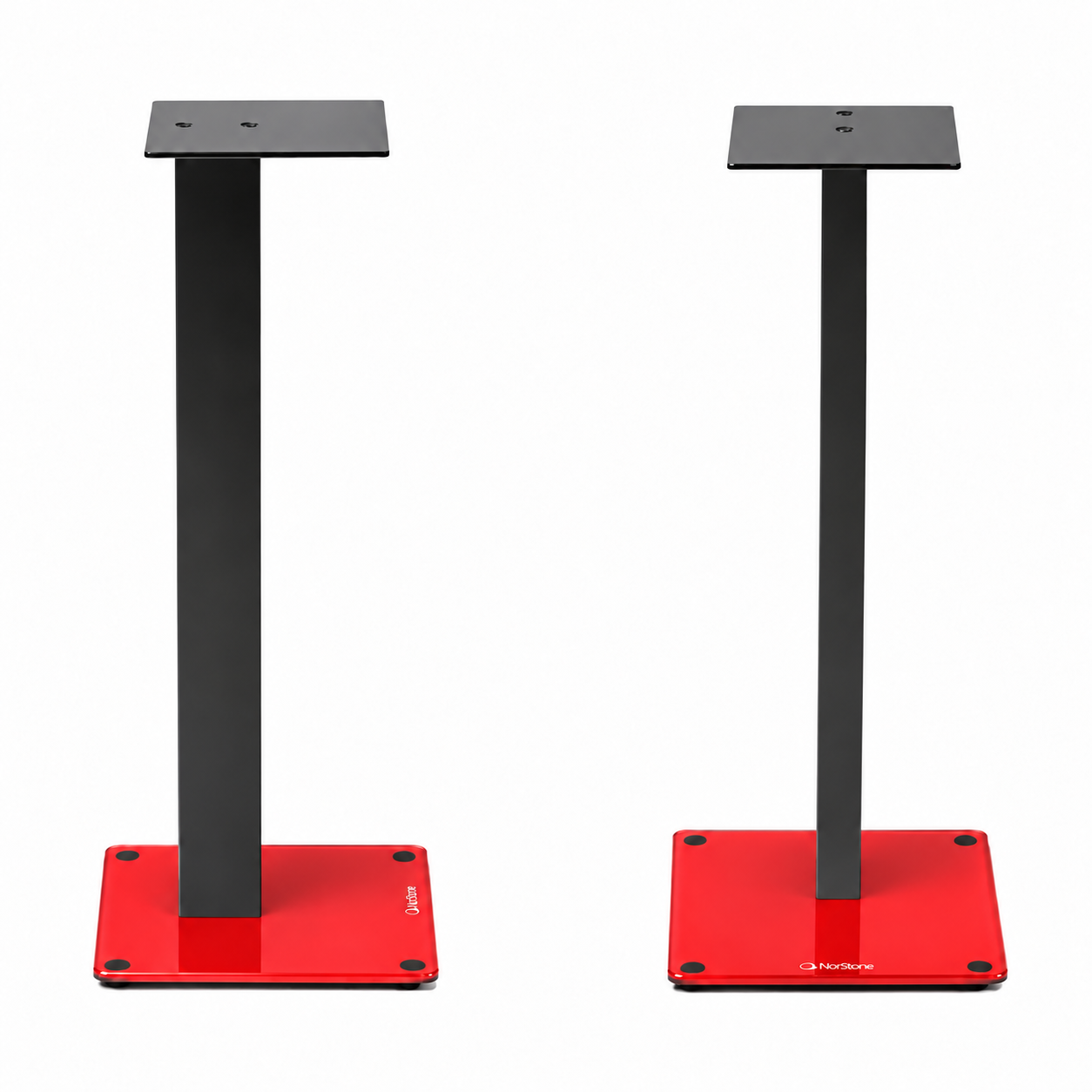 NorStone Esse Stand | luidsprekerstand 61 cm | zwart of zwart/rood | glazen voetplaten | set 2 stuks - Afbeelding 3